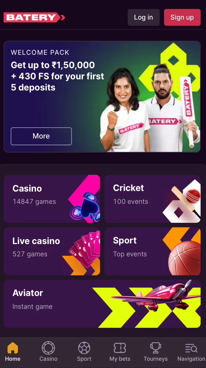 It will take you a few minutes to familiarize yourself with the interface of the Batery casino website.