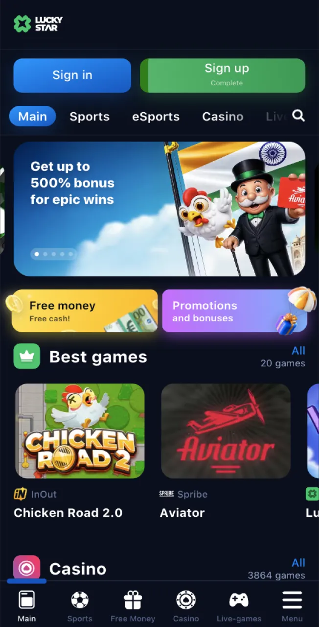 It will only take you a couple of minutes to figure out the simple interface of the Lucky Star casino website.