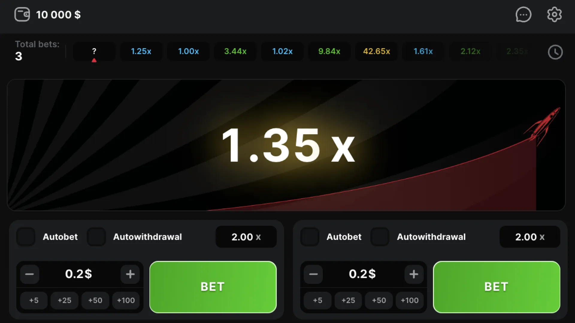 On the Astronaut game screen, it is very convenient to monitor the rocket's flight level.