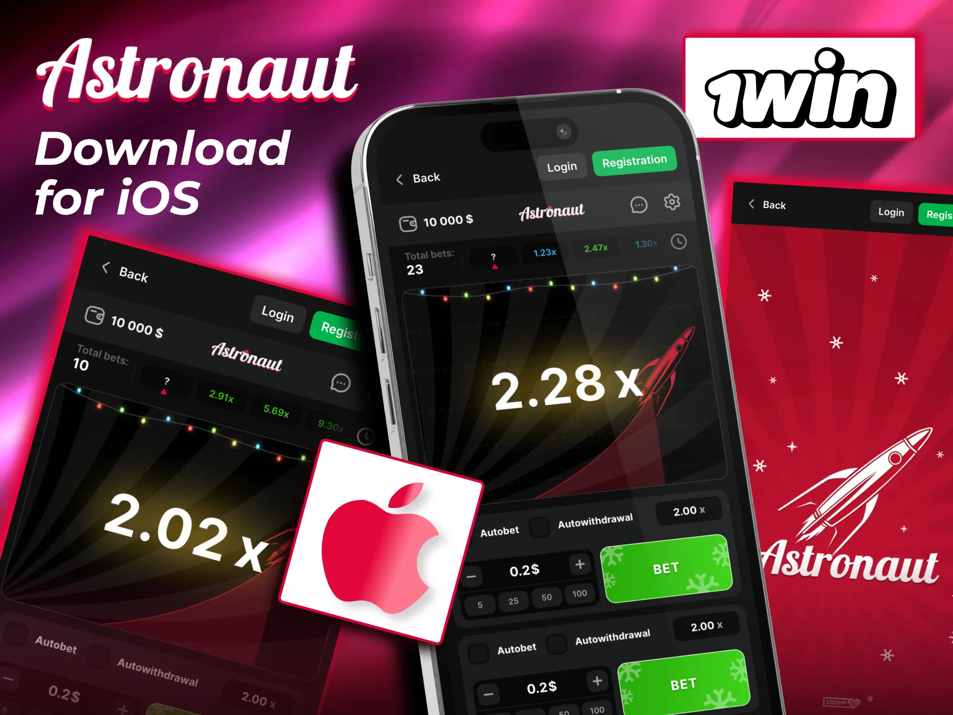 Install Astronaut via 1win iOS app shortcut and start playing.