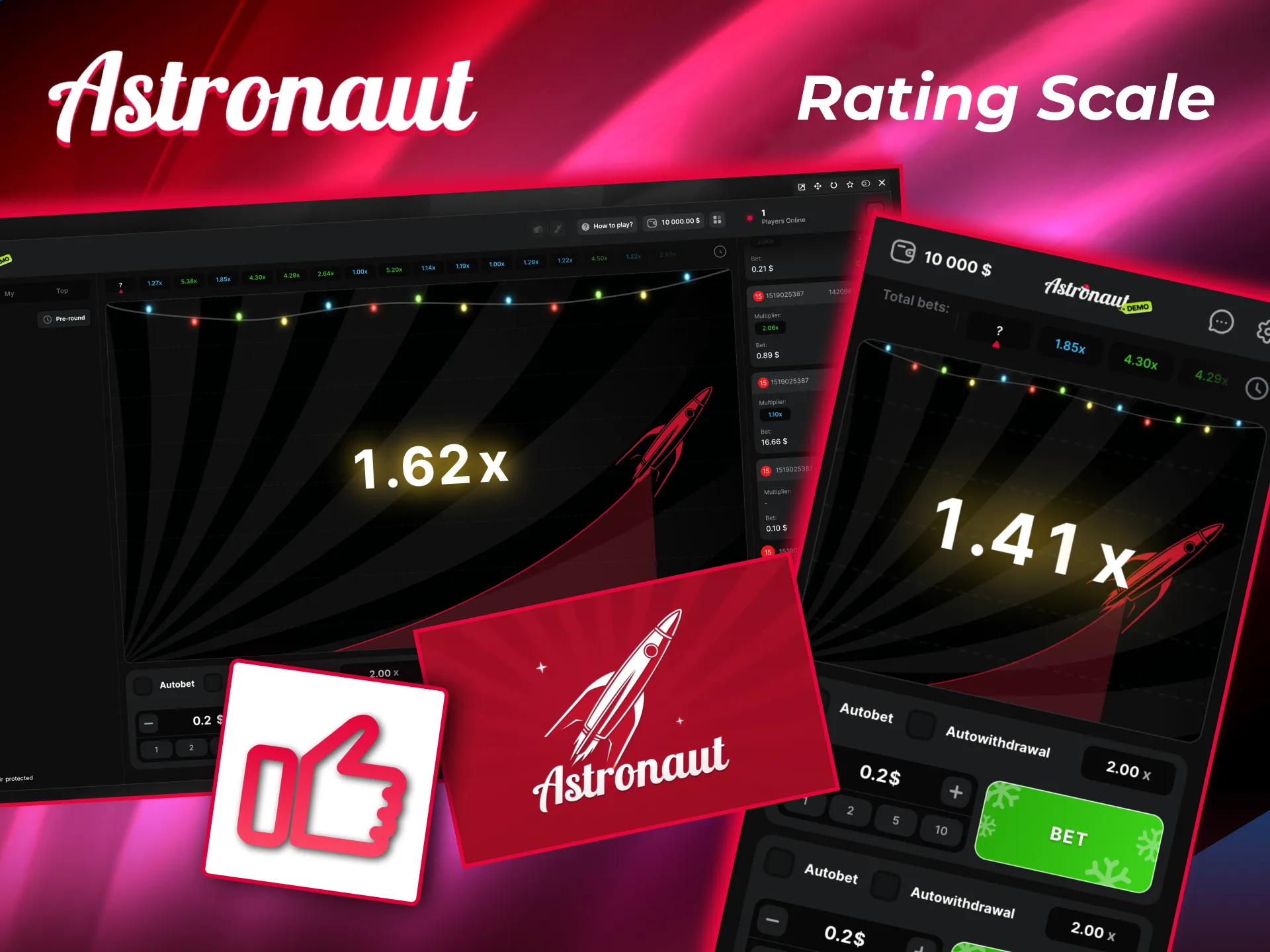 Astronaut casino ratings use five points for safety, games, and bonuses.