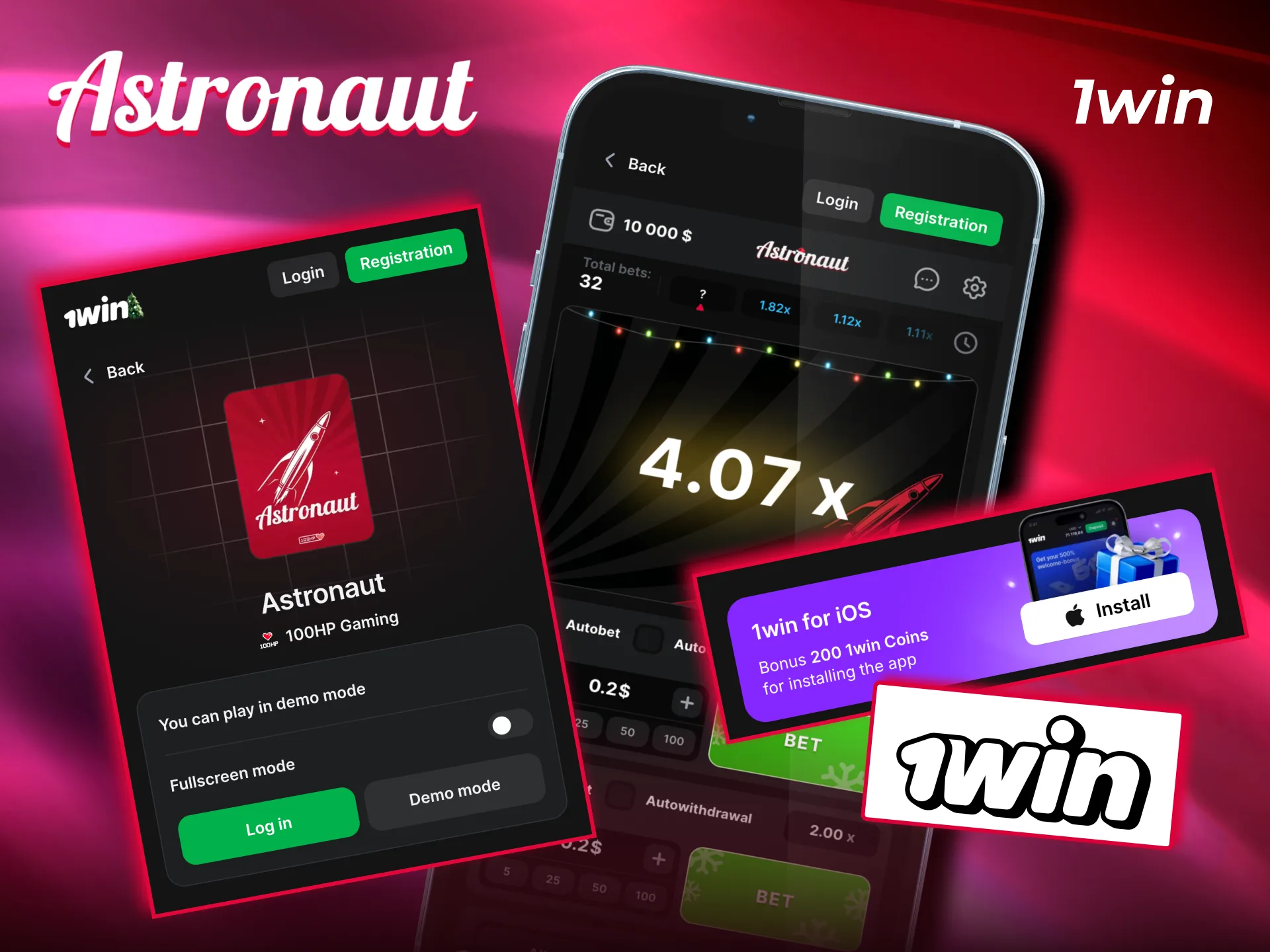 Astronaut gameplay supported by 1win with clear interface and bonus coins.