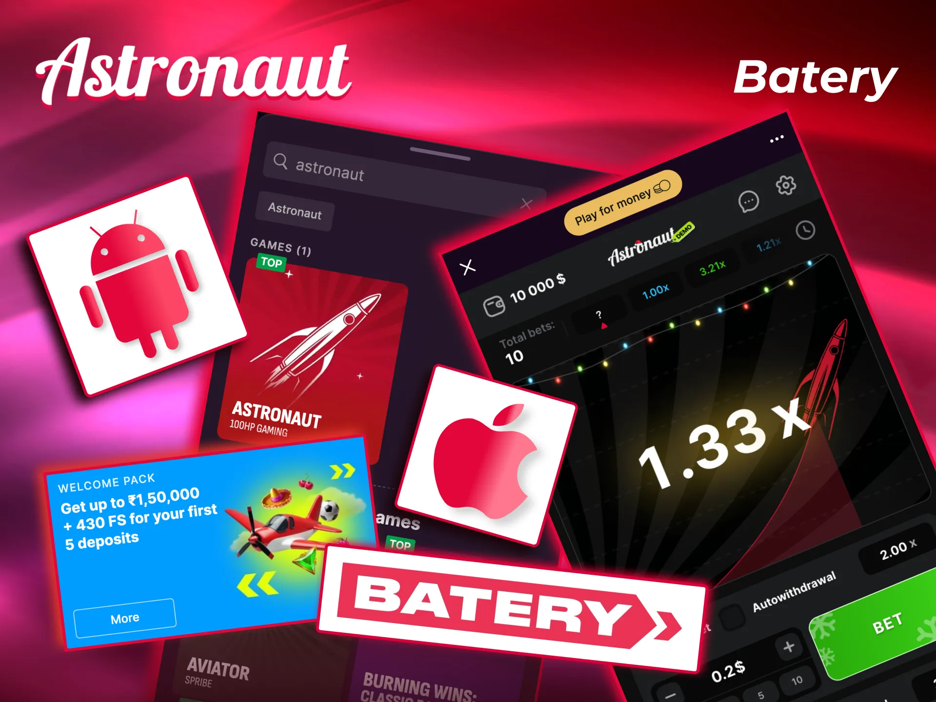 Gamblers enjoy Astronaut on Batery with generous deposit rewards and mobile compatibility.