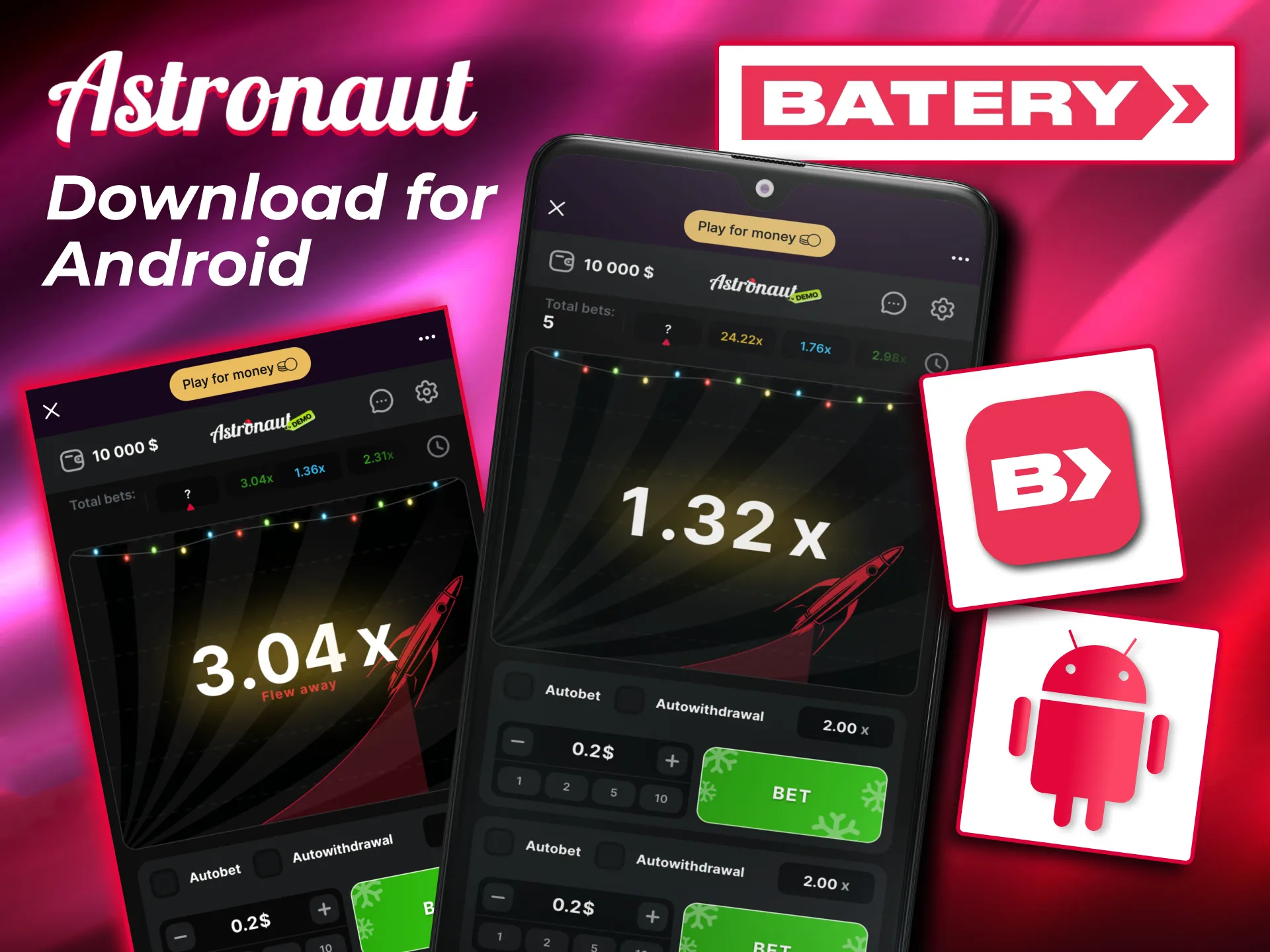 Astronaut accessible on Android devices through Batery app installation process.