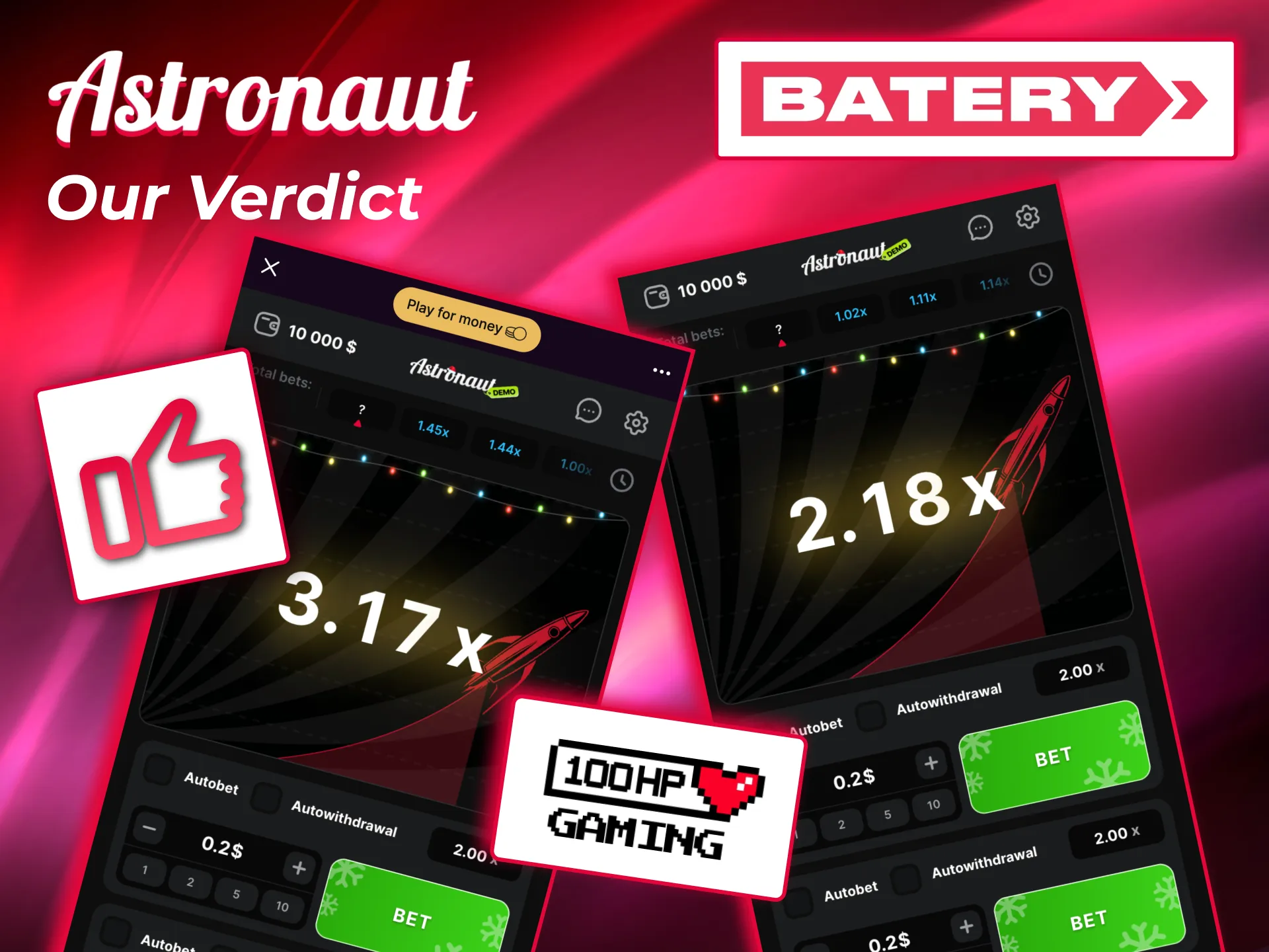 Astronaut available at Batery with optimized mobile access and promo options.