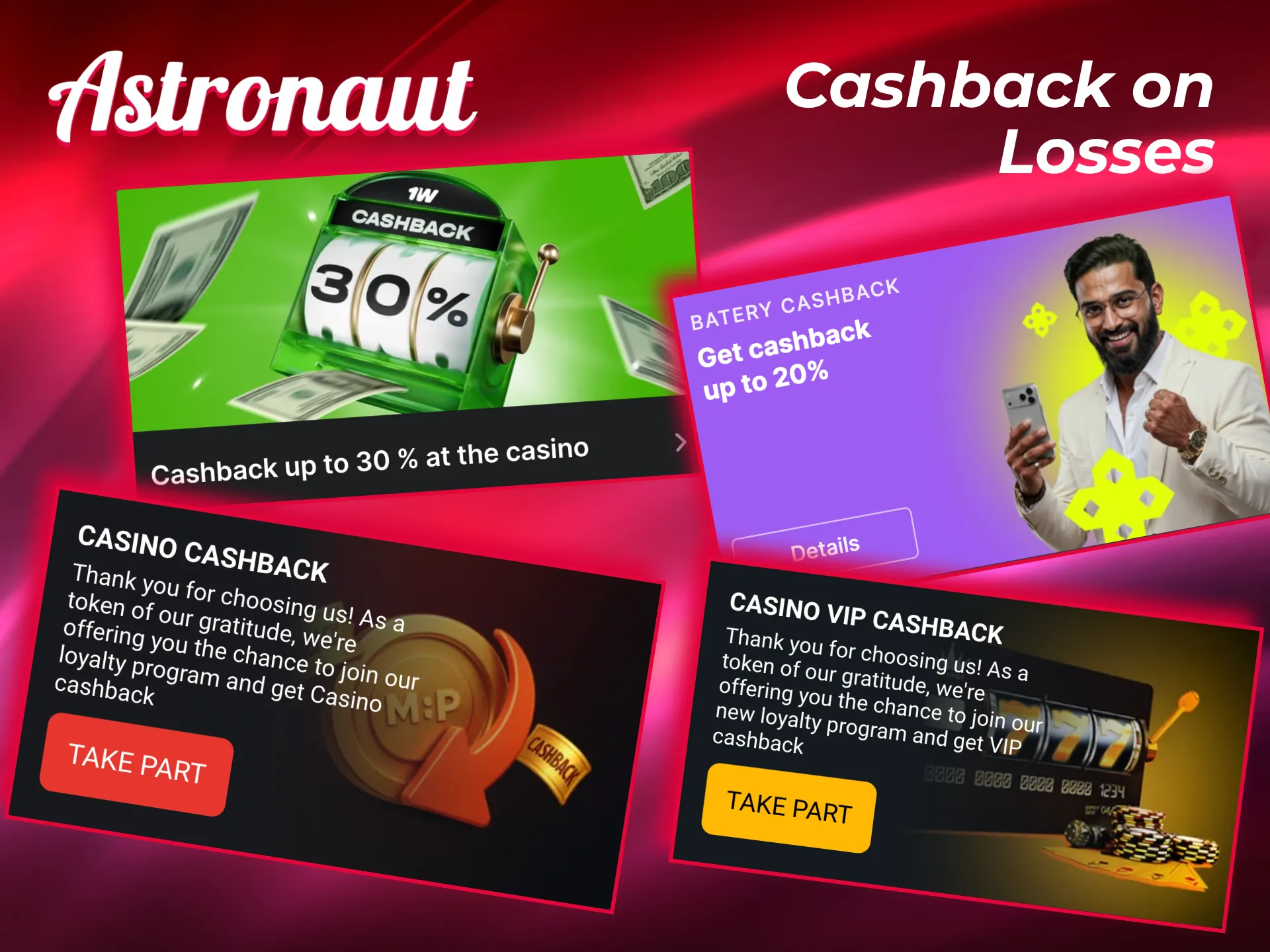 Players enjoy Astronaut cashback feature that softens bad runs with bonus balance recovery.