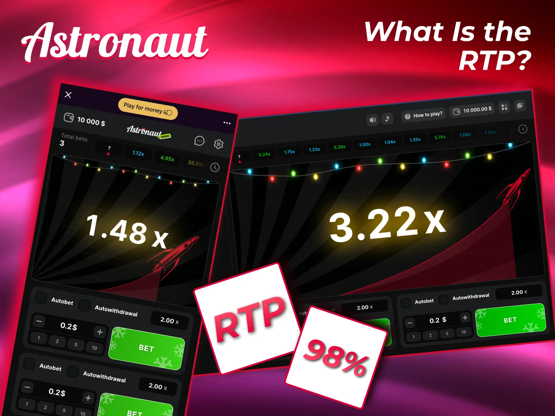 High RTP of 98 percent makes Astronaut popular among players.