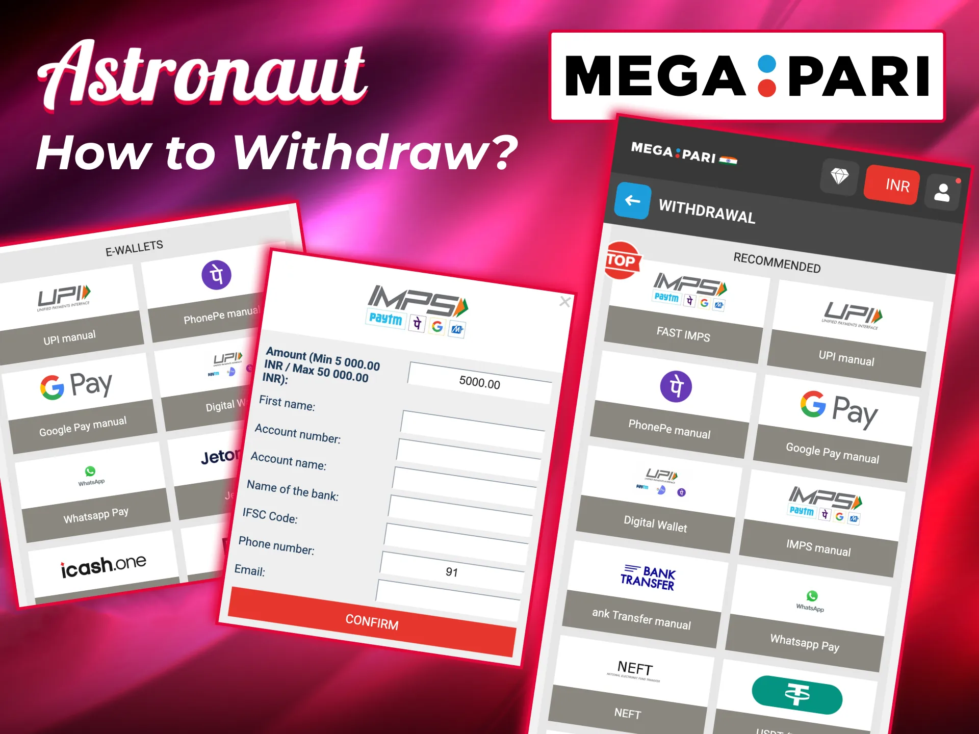 Secure Astronaut withdrawal at Megapari after passing KYC and method limits.