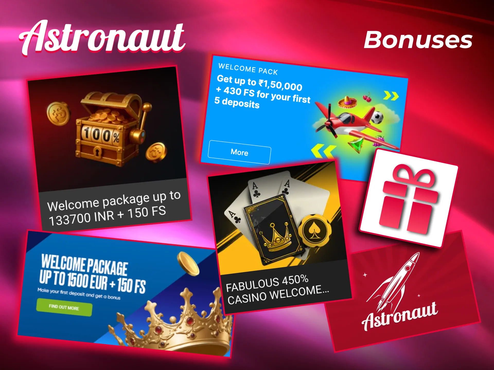 Astronaut registration bonuses boost starting balance for casino players.