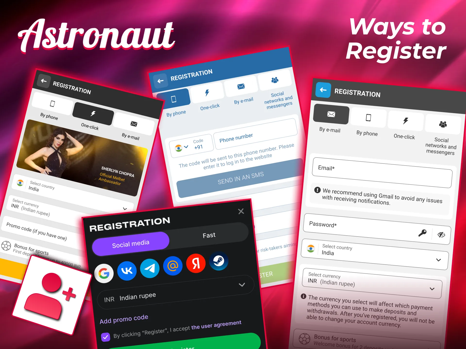 Create Astronaut profile easily via phone, email, or social login.